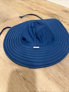 Ruffle Butts 12 months- 2T Navy Blue Wide-Brim Sun/Swim Hat with Ties